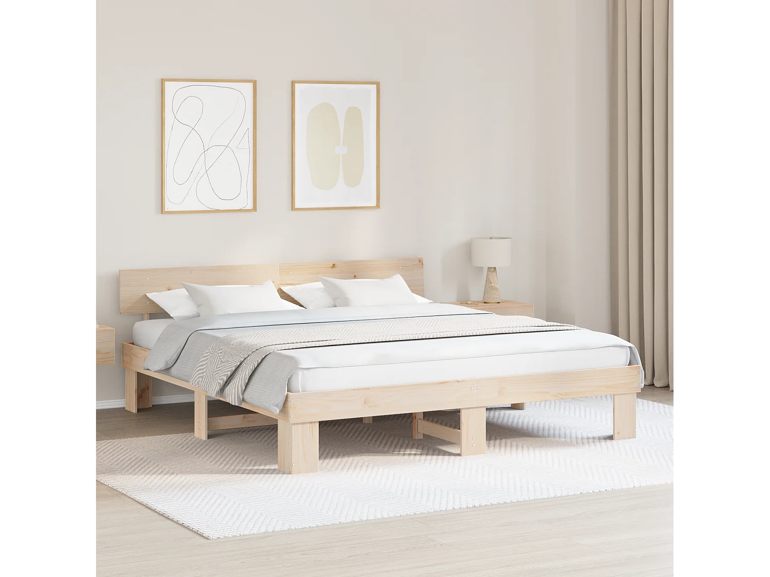 Lit double | Lit adulte | Cadre de lit Marron 180x200 cm Bois massif en pin