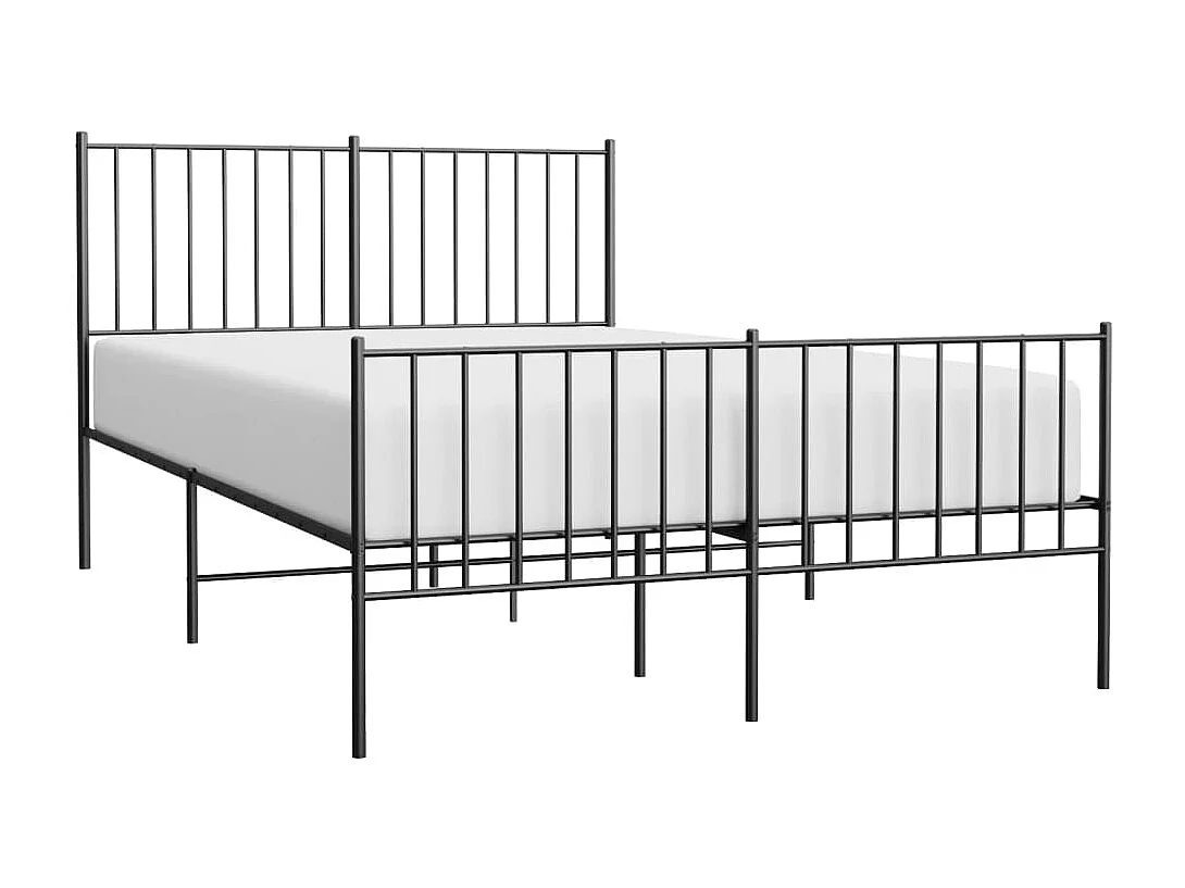 Lit simple | Lit adulte, enfant | Cadre de lit métal avec pied de lit noir 120x200cm
