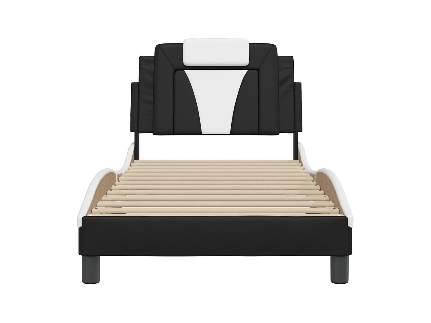 Lit simple | Lit adulte, enfant | Cadre de lit noir et blanc 90x190 cm similicuir