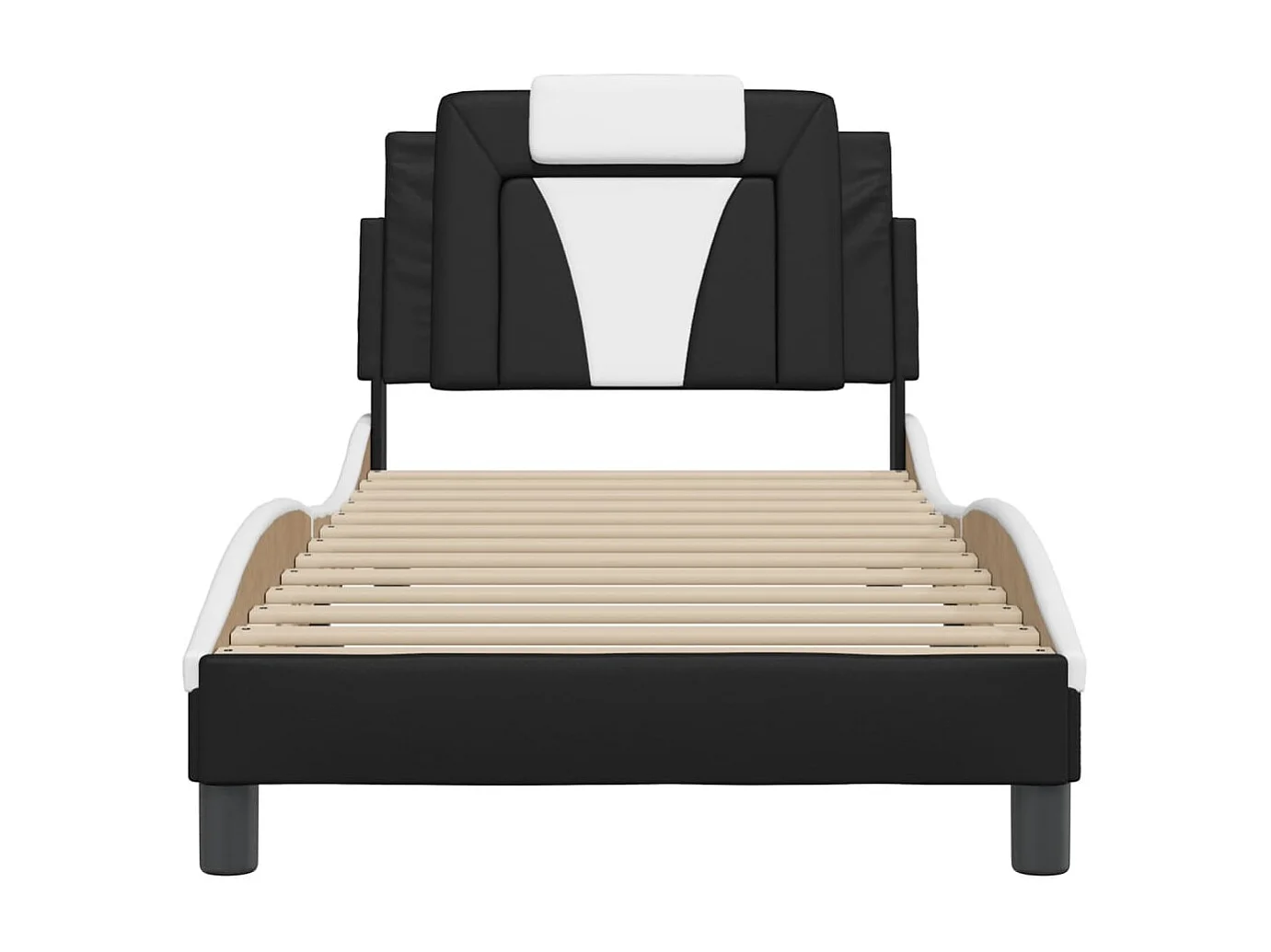 Lit simple | Lit adulte, enfant | Cadre de lit noir et blanc 90x190 cm similicuir