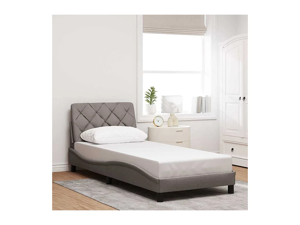 Letto per adulti | Letto singolo | Giroletto senza Materasso Tortora 80x200 cm Tessuto