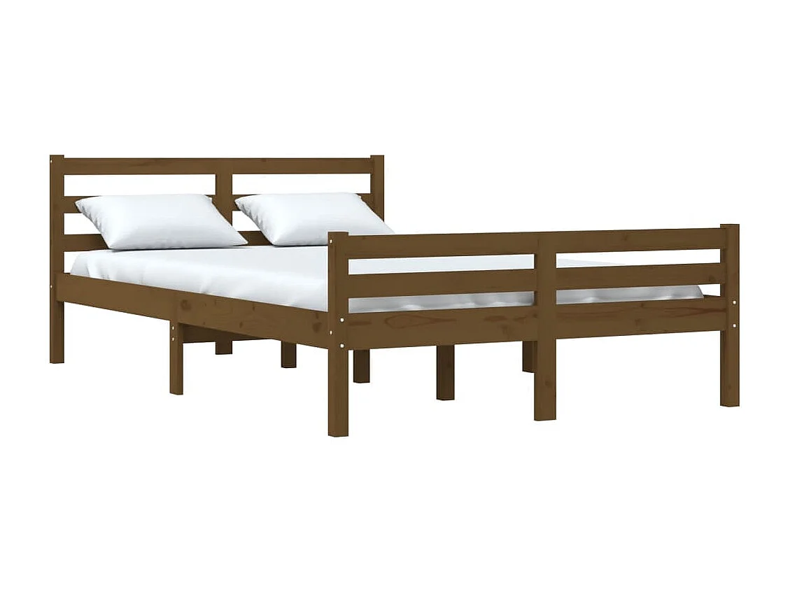 Lit simple | Lit adulte, enfant | Cadre de lit marron miel bois massif 120x190 cm