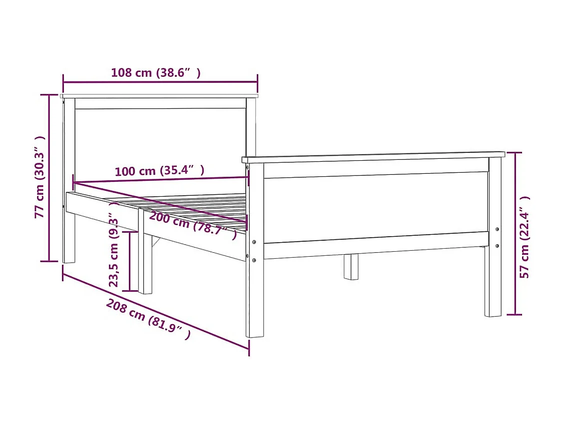 Lit simple | Lit adulte, enfant | Cadre de lit marron miel pin massif 100x200 cm