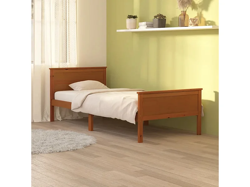 Lit simple | Lit adulte, enfant | Cadre de lit marron miel pin massif 100x200 cm