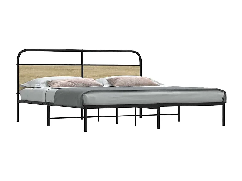 Letto per adulti | Letto matrimoniale | Giroletto senza Materaso in Metallo Rovere Sonoma 180x200 cm