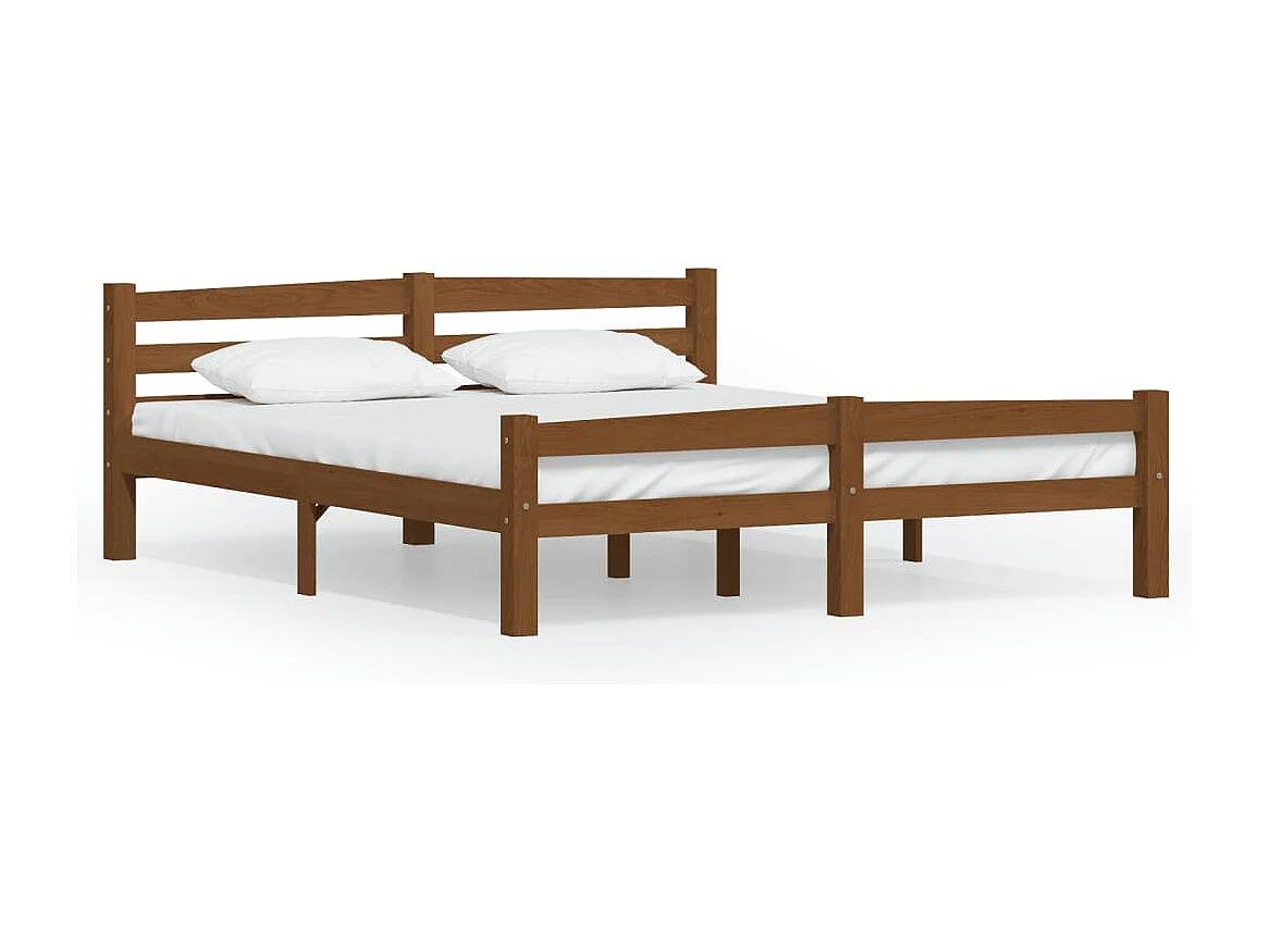 Lit double | Lit adulte | Cadre de lit marron miel pin massif 160x200 cm