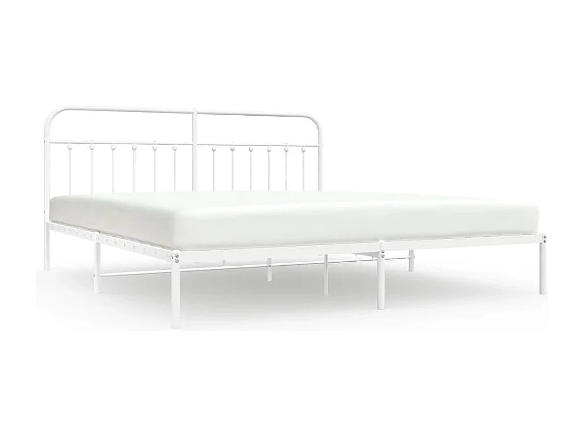 Lit double | Lit adulte | Cadre de lit métal et tête de lit blanc 200x200 cm