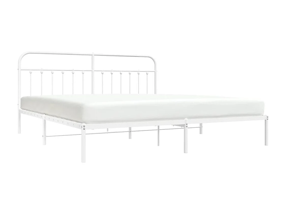Lit double | Lit adulte | Cadre de lit métal et tête de lit blanc 200x200 cm