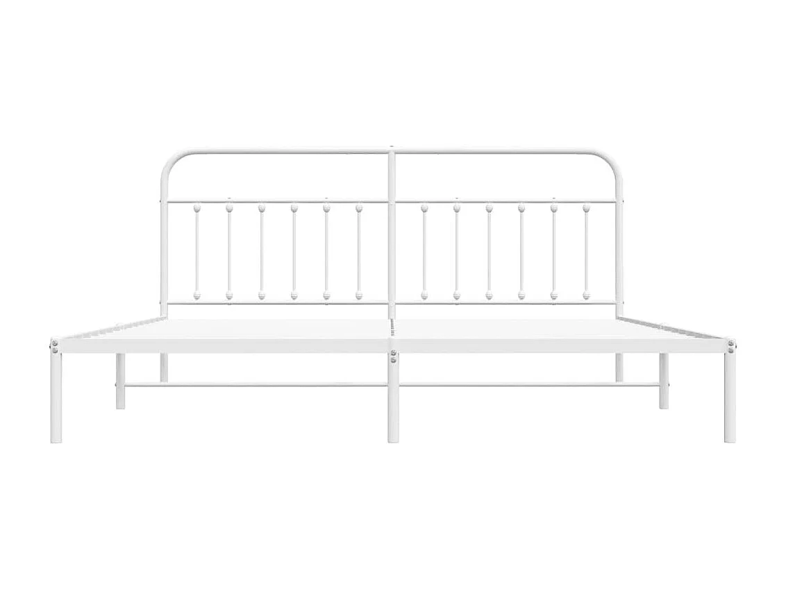 Lit double | Lit adulte | Cadre de lit métal et tête de lit blanc 200x200 cm