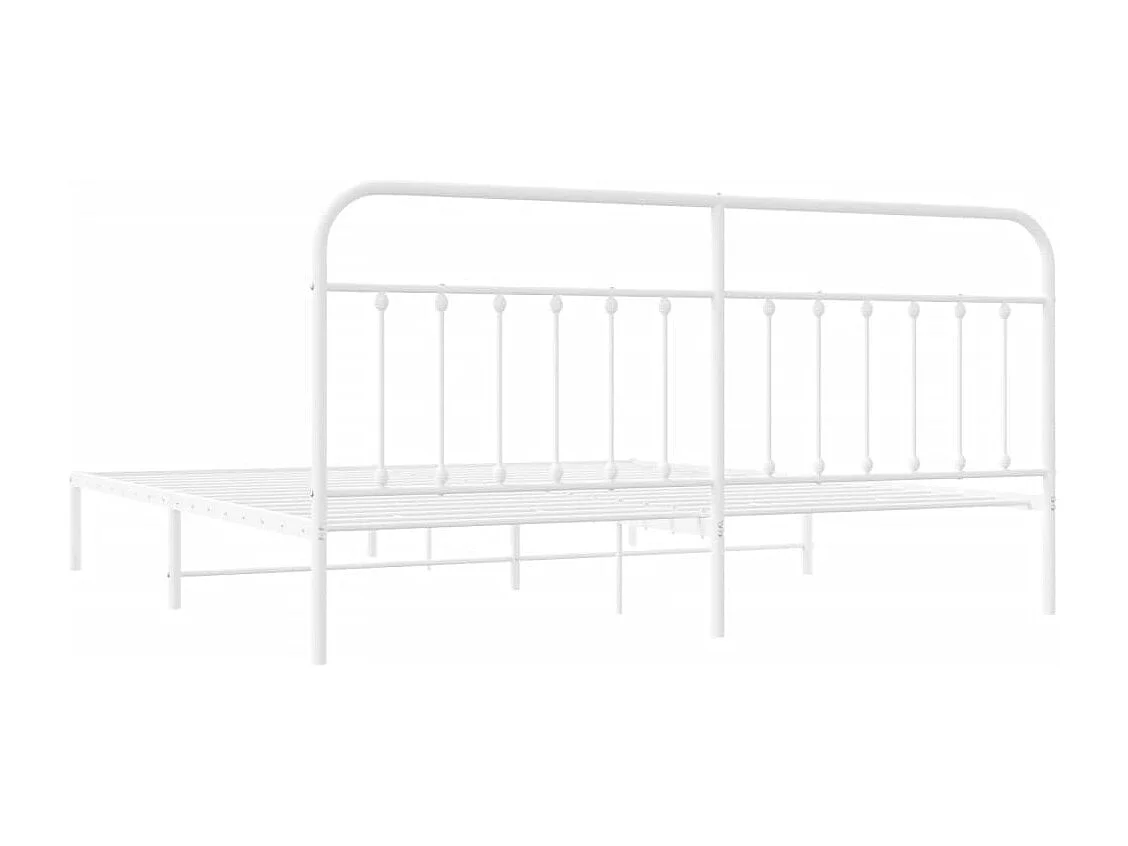 Lit double | Lit adulte | Cadre de lit métal et tête de lit blanc 200x200 cm