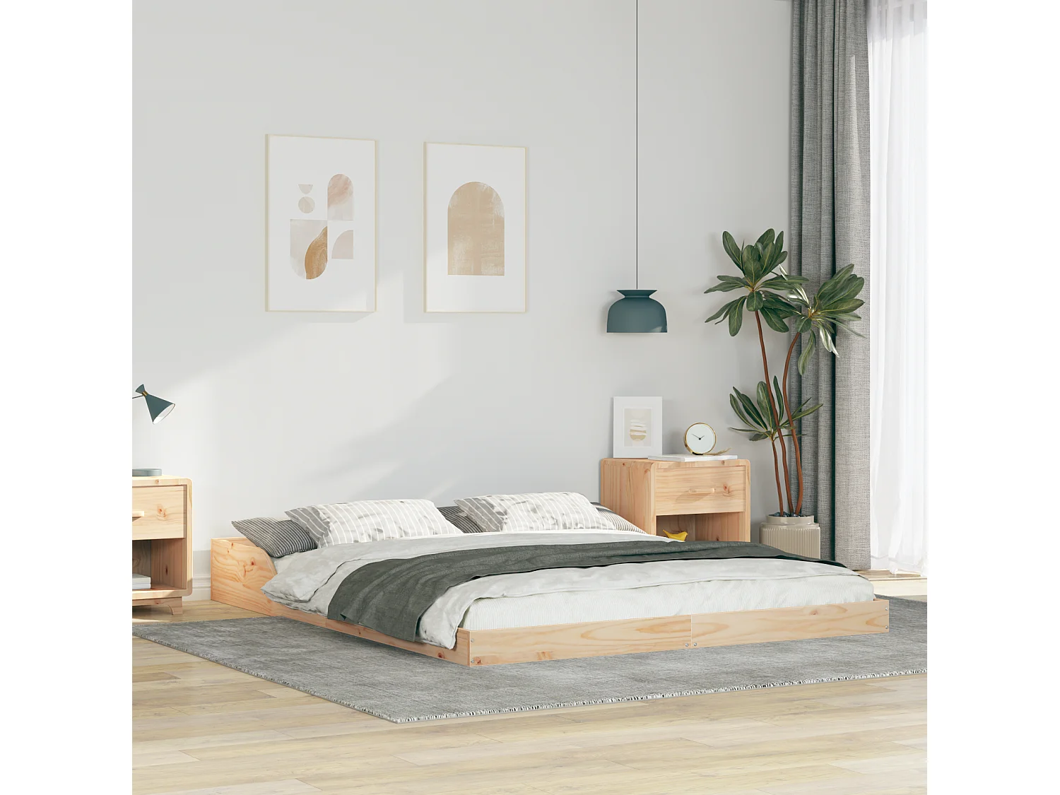 Lit double | Lit adulte | Cadre de lit Marron 160x200 cm Bois massif en pin