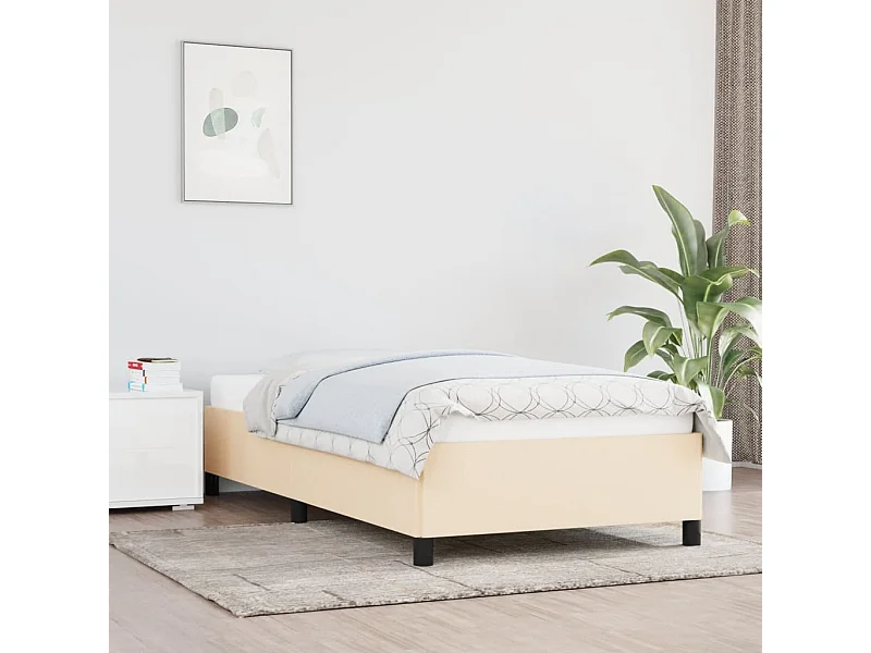 Lit simple | Lit adulte, enfant | Cadre de lit crème 90x190 cm tissu