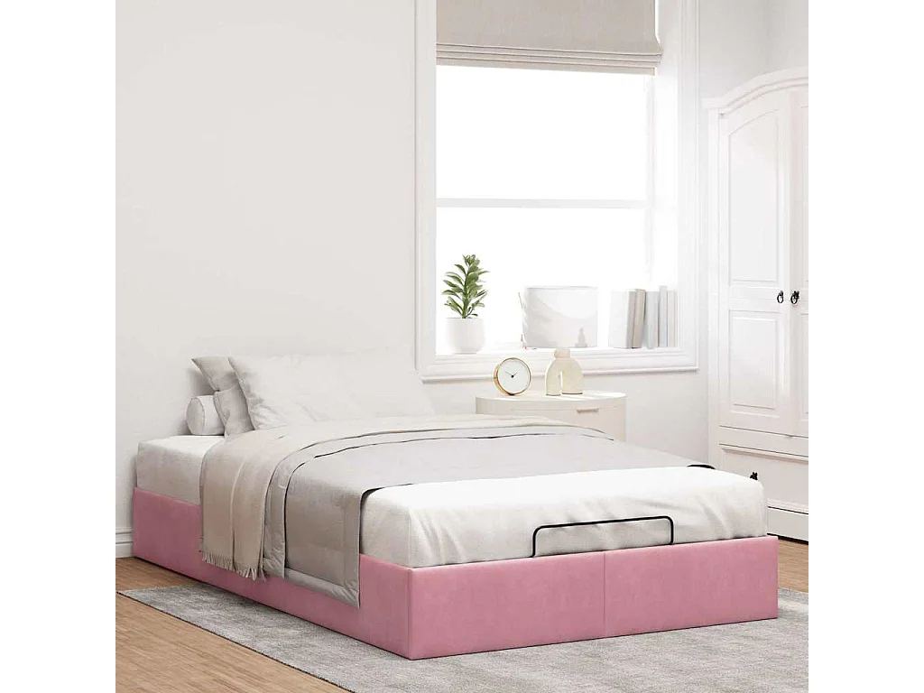 Letto singolo | Giroletto | Struttura Letto Pouf Senza Materasso Rosa 120x200 cm Velluto