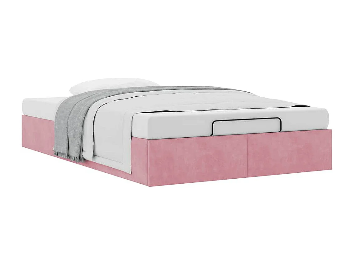 Letto singolo | Giroletto | Struttura Letto Pouf Senza Materasso Rosa 120x200 cm Velluto