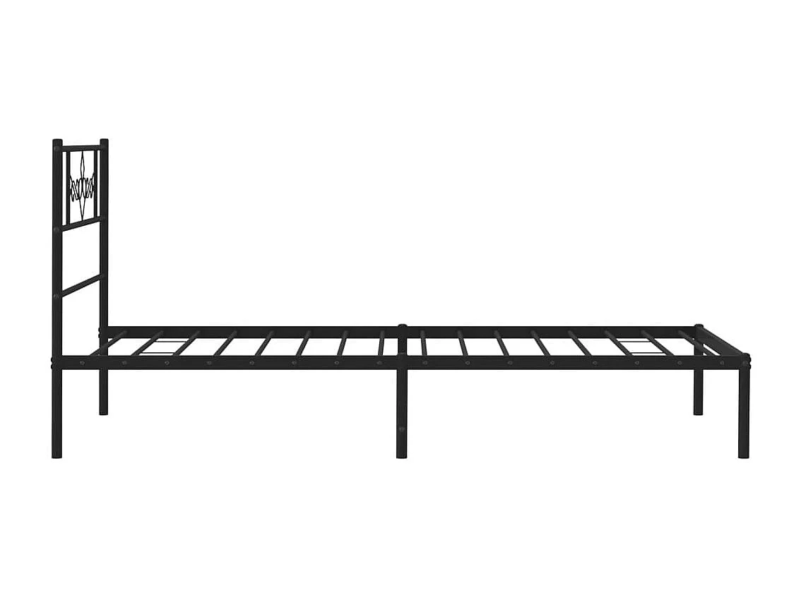 Lit simple | Lit adulte, enfant | Cadre de lit métal avec tête de lit noir 90x200 cm
