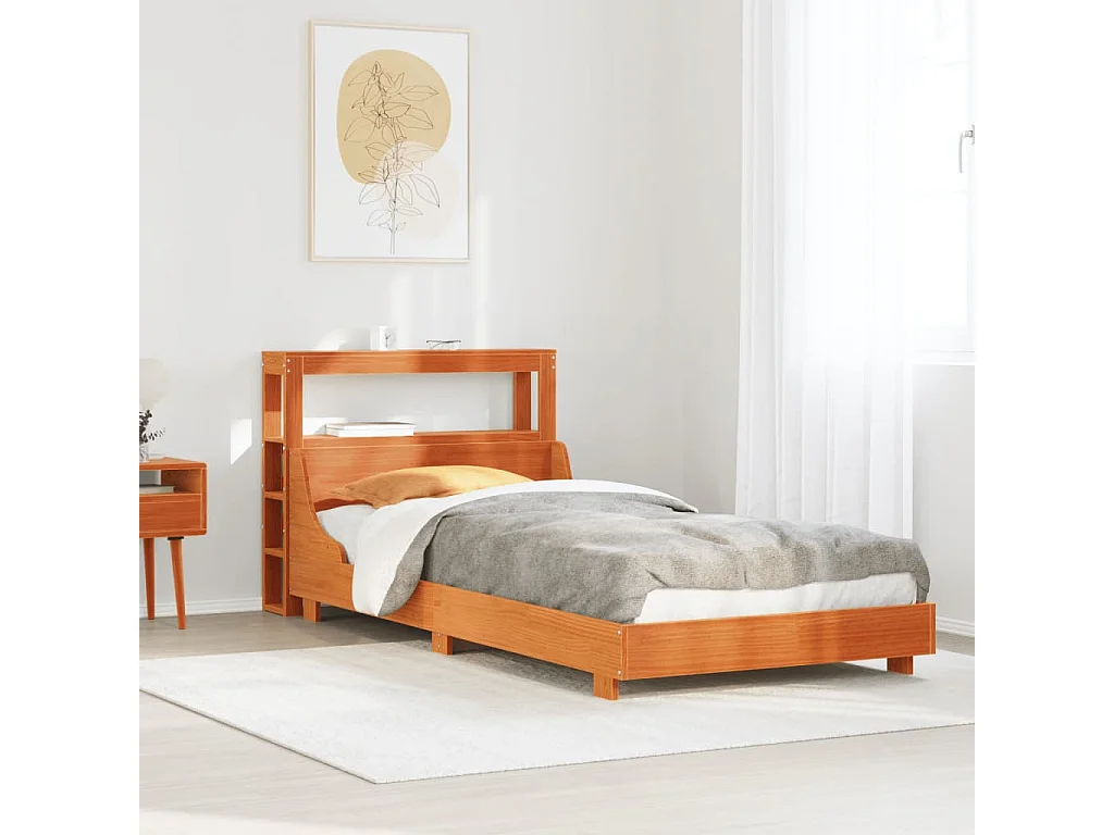 Lit simple | Lit adulte, enfant | Cadre de lit cire marron 100x200cm bois pin massif