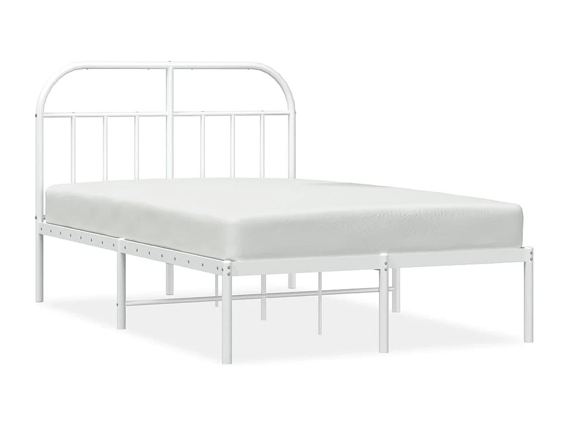 Lit simple | Lit adulte, enfant | Cadre de lit métal et tête de lit blanc 120x190 cm