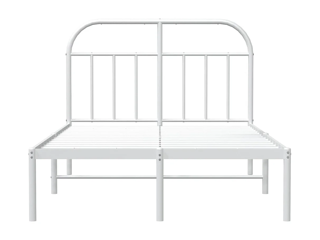 Lit simple | Lit adulte, enfant | Cadre de lit métal et tête de lit blanc 120x190 cm