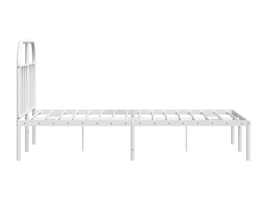 Lit simple | Lit adulte, enfant | Cadre de lit métal et tête de lit blanc 120x190 cm
