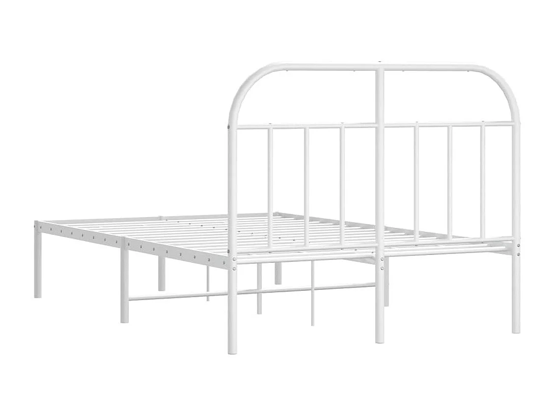 Lit simple | Lit adulte, enfant | Cadre de lit métal et tête de lit blanc 120x190 cm