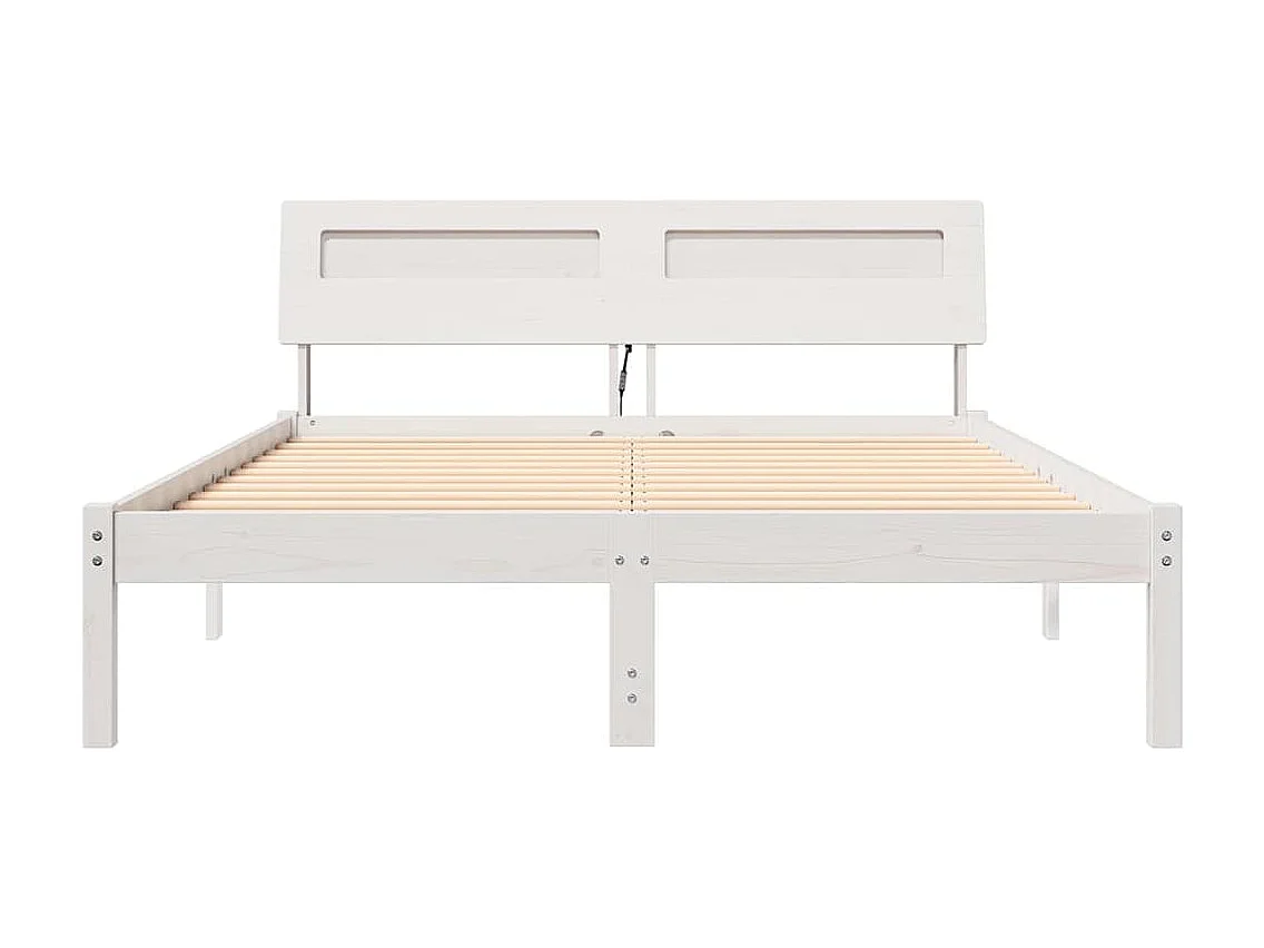 Lit simple | Lit adulte, enfant | Cadre de lit Blanc 120x200 cm Bois massif en pin