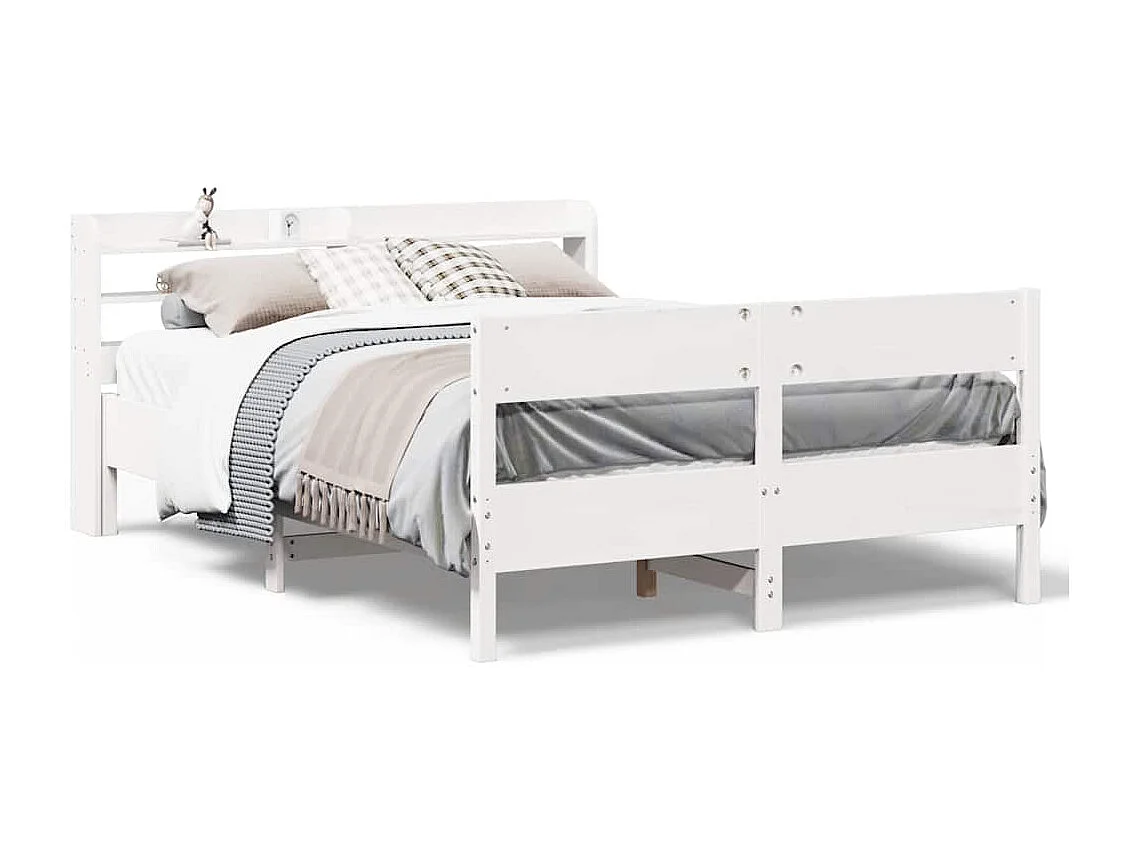 Lit simple | Lit adulte, enfant | Cadre de lit blanc 120x200 cm bois de pin massif