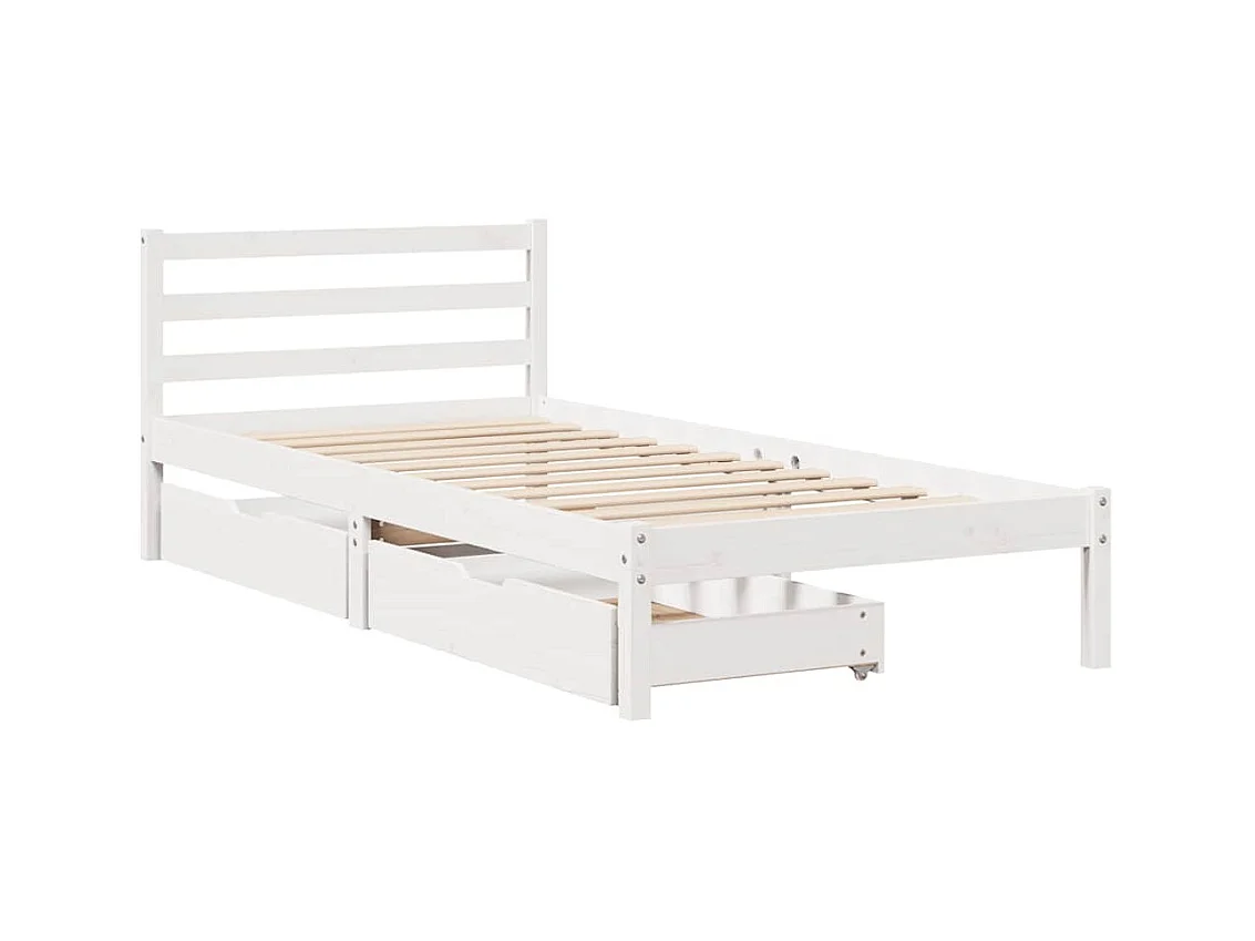 Letto per adulti | Letto singolo | Giroletto senza Materasso Bianco 100x200 cm Legno Massello Pino
