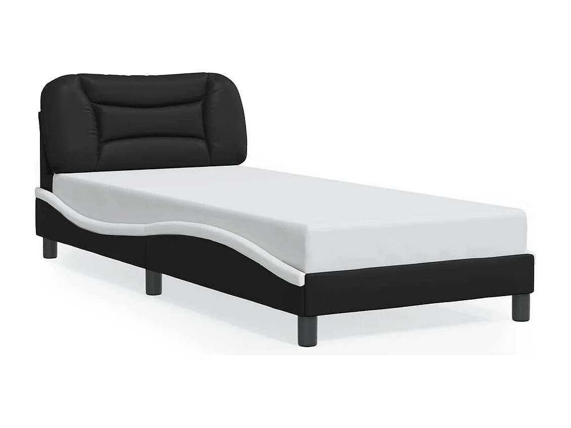 Lit simple | Lit adulte, enfant | Cadre de lit avec LED noir et blanc 90x190 cm