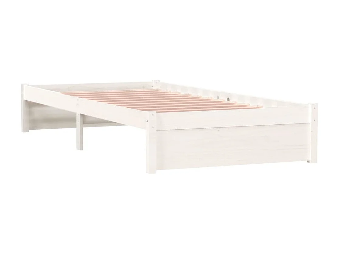 Lit simple | Lit adulte, enfant | Cadre de lit blanc bois massif 90x190 cm
