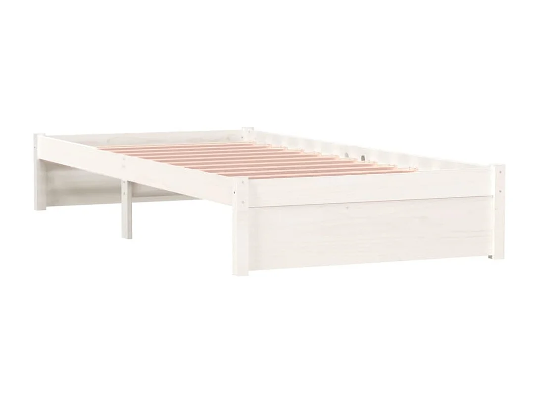 Lit simple | Lit adulte, enfant | Cadre de lit blanc bois massif 90x190 cm