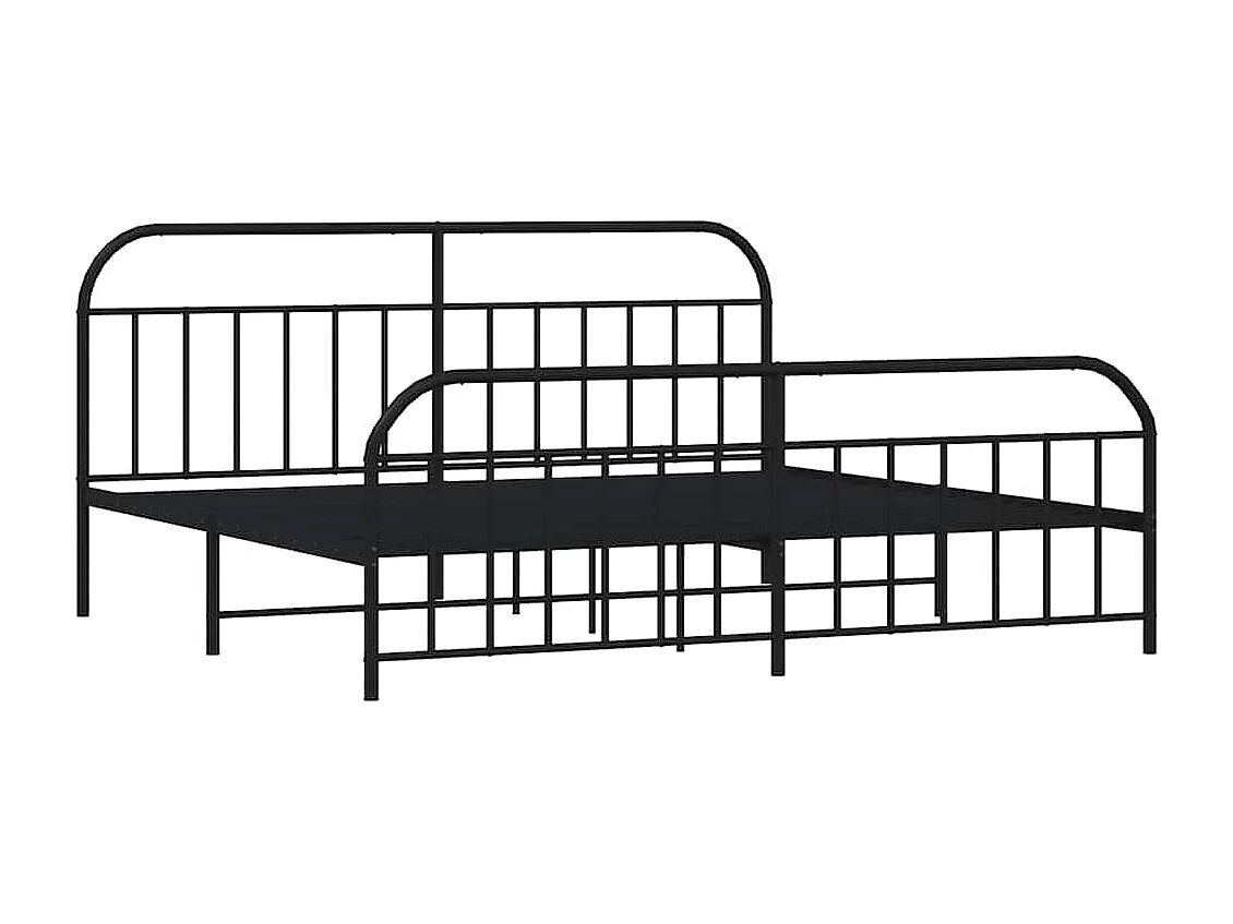 Lit double | Lit adulte | Cadre de lit métal avec pied de lit noir 193x203cm