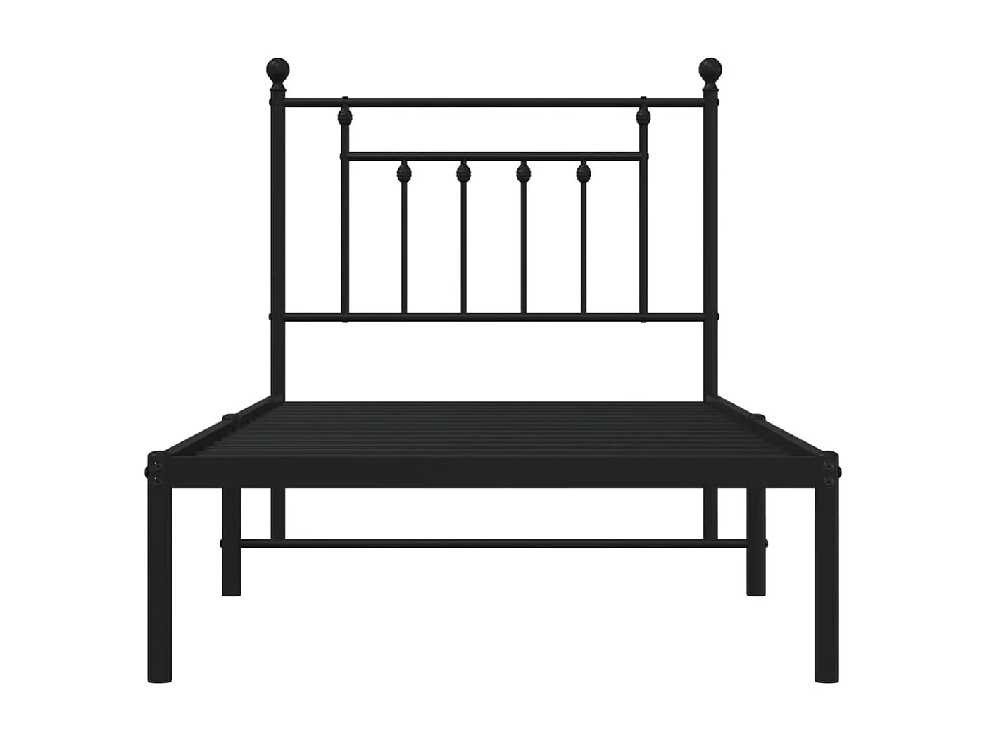 Lit simple | Lit adulte, enfant | Cadre de lit métal avec tête de lit noir 80x200 cm