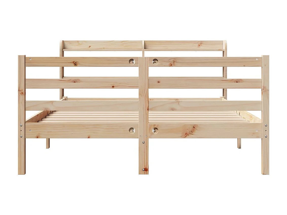 Letto per adulti | Letto matrimoniale | Giroletto con Testiera 135x190 cm in Legno Massello di Pino