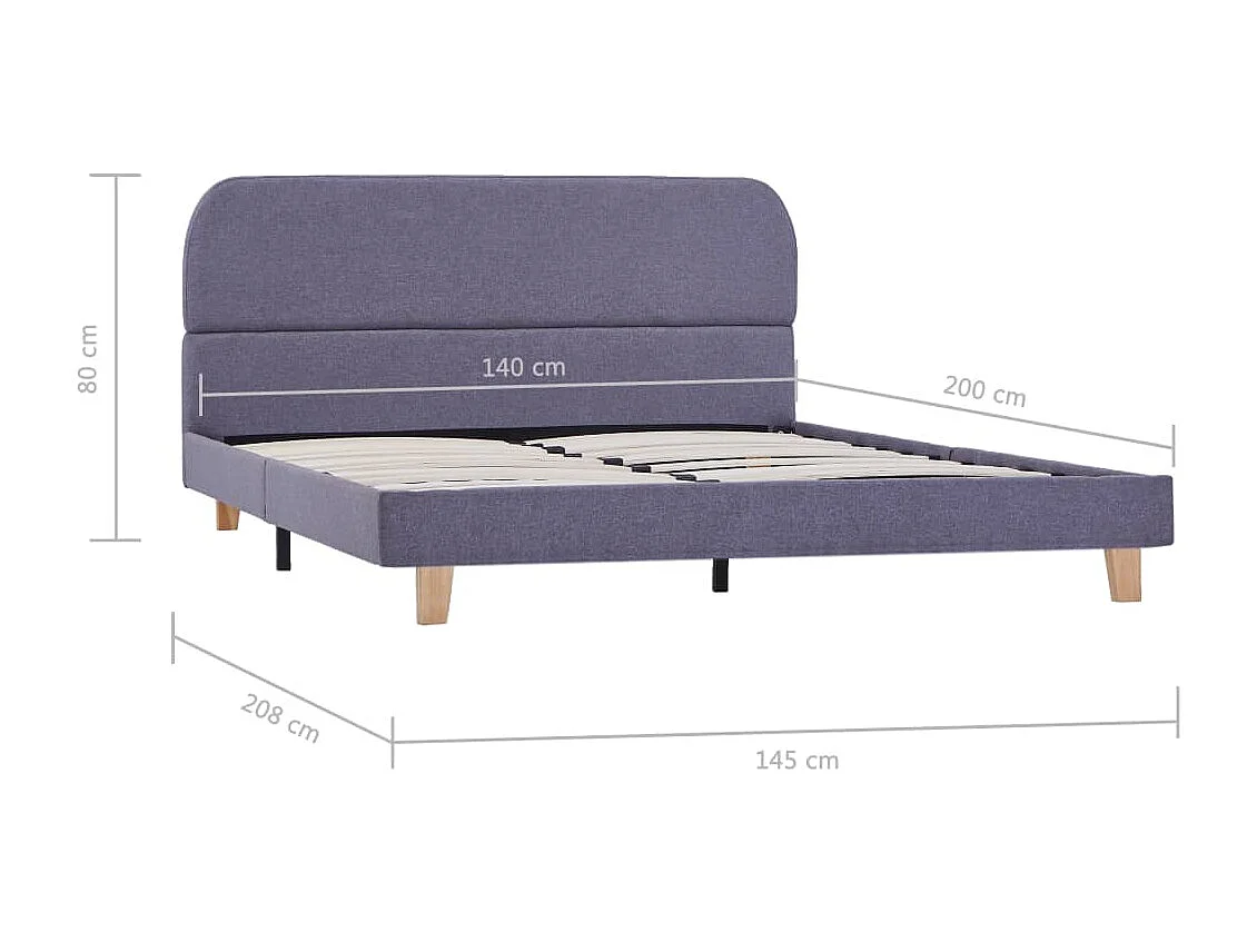Lit double | Lit adulte | Cadre de lit gris clair tissu 140x200 cm