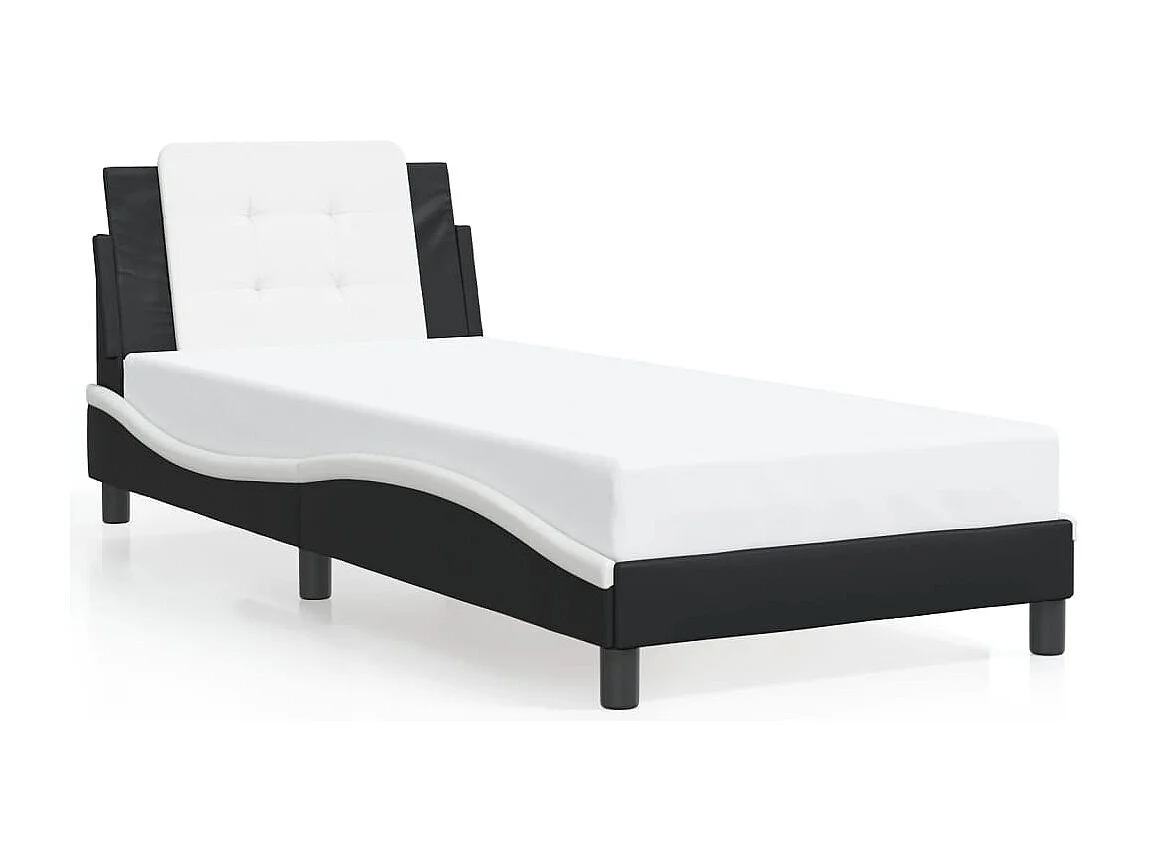 Lit simple | Lit adulte, enfant | Cadre de lit avec LED noir et blanc 90x190 cm
