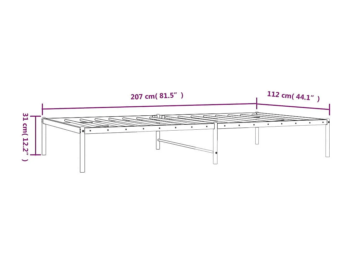 Lit simple | Lit adulte, enfant | Cadre de lit métal noir 107x203 cm