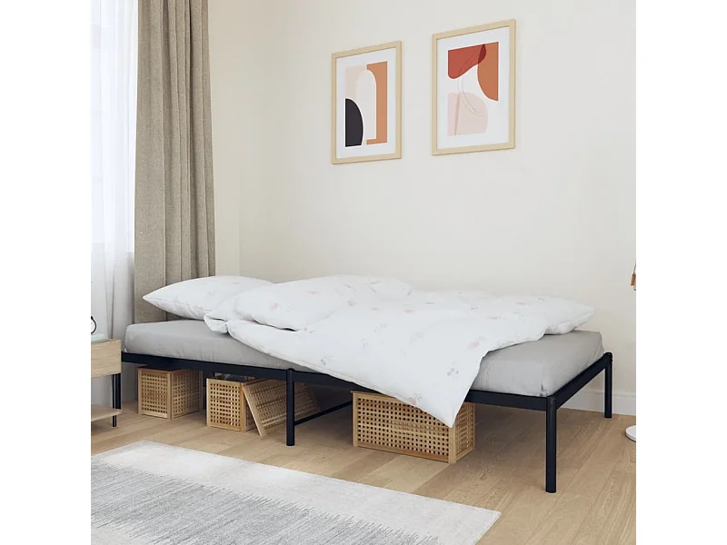 Lit simple | Lit adulte, enfant | Cadre de lit métal noir 107x203 cm