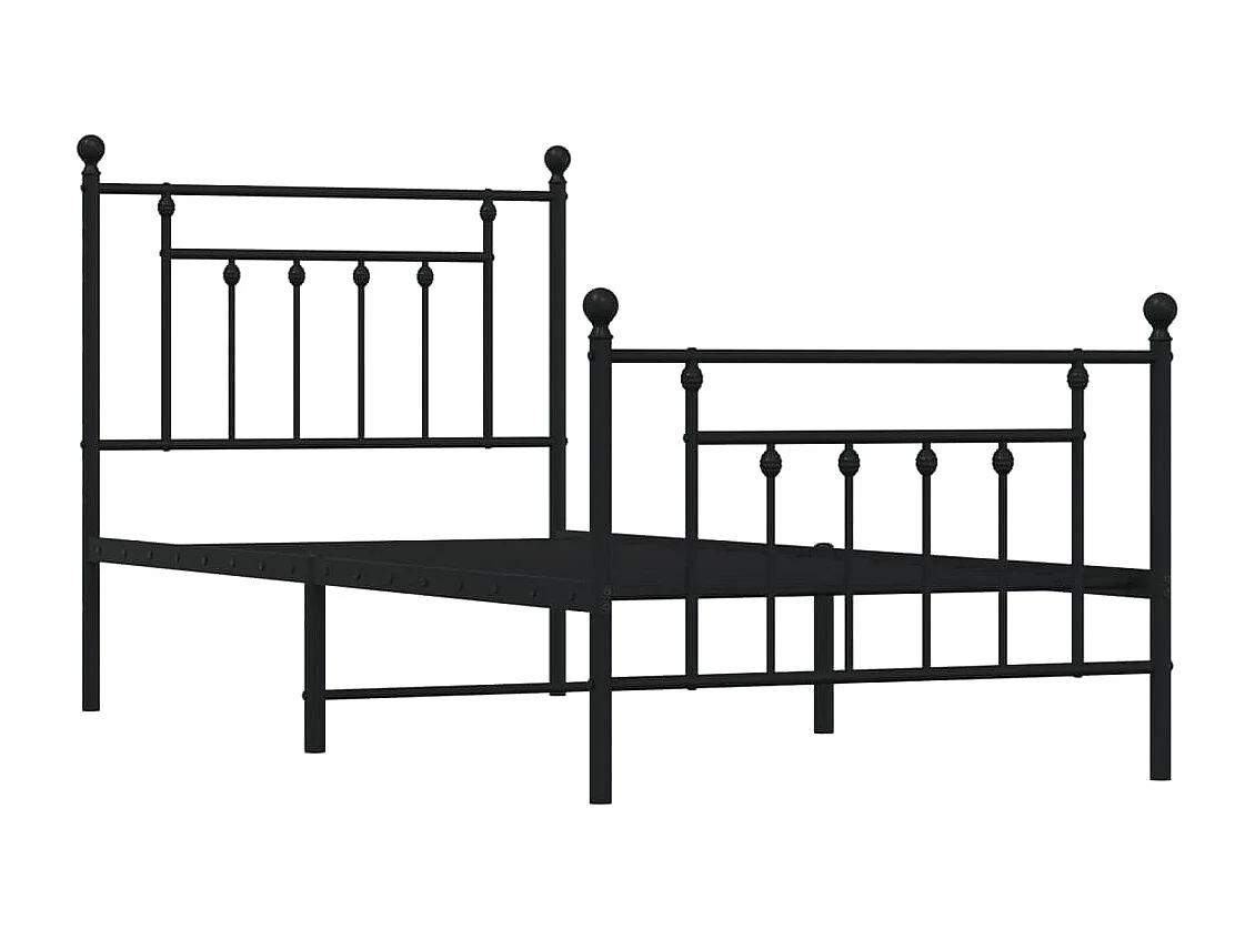Lit simple | Lit adulte, enfant | Cadre de lit métal avec pied de lit noir 90x190 cm