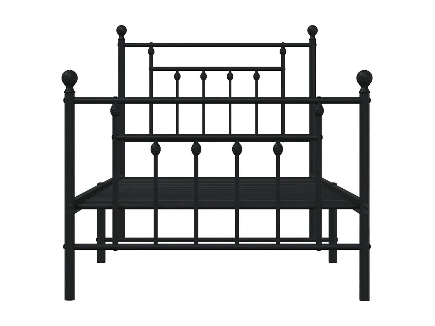 Lit simple | Lit adulte, enfant | Cadre de lit métal avec pied de lit noir 90x190 cm
