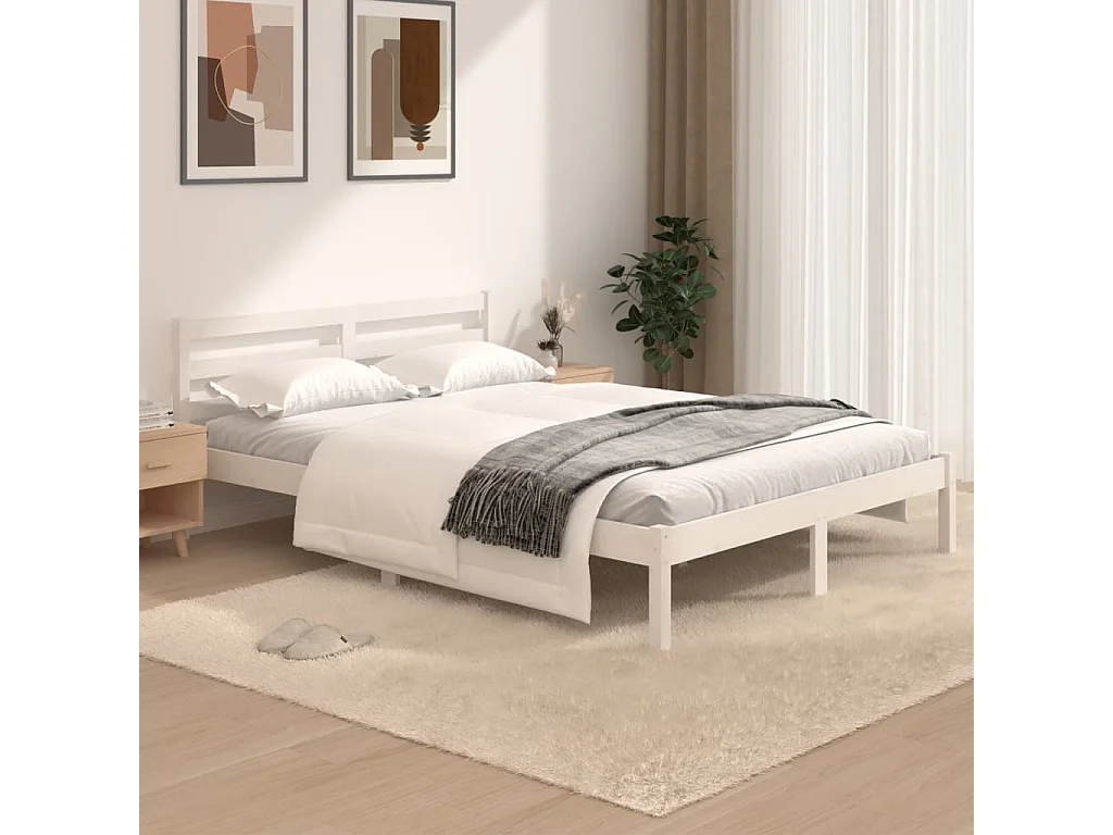 Lit simple | Lit adulte, enfant | Cadre de lit 120x190 cm blanc