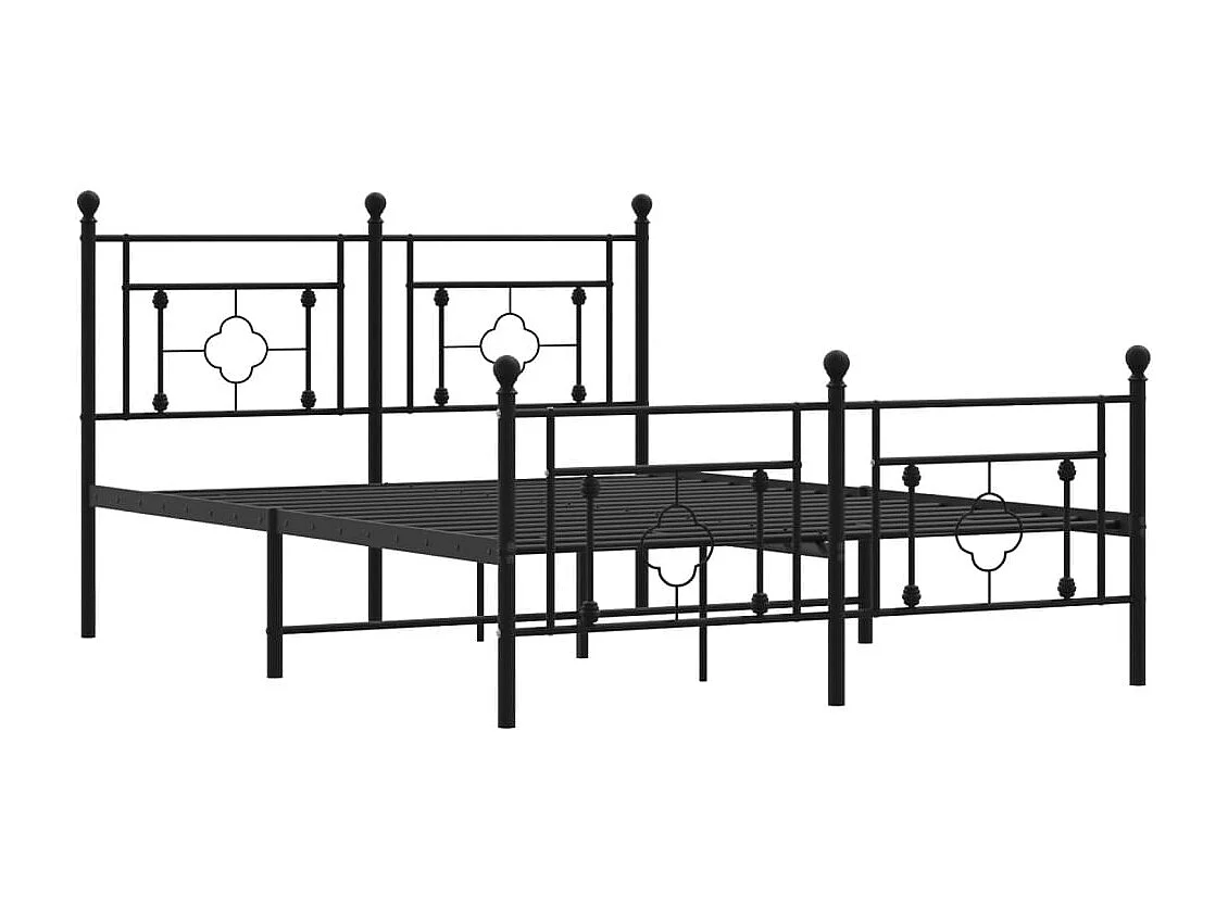 Lit double | Lit adulte | Cadre de lit métal avec pied de lit noir 135x190cm