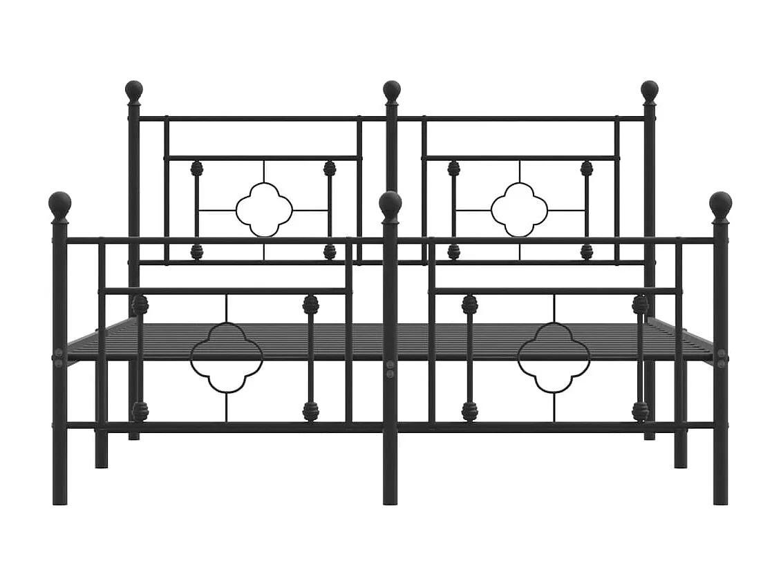 Lit double | Lit adulte | Cadre de lit métal avec pied de lit noir 135x190cm
