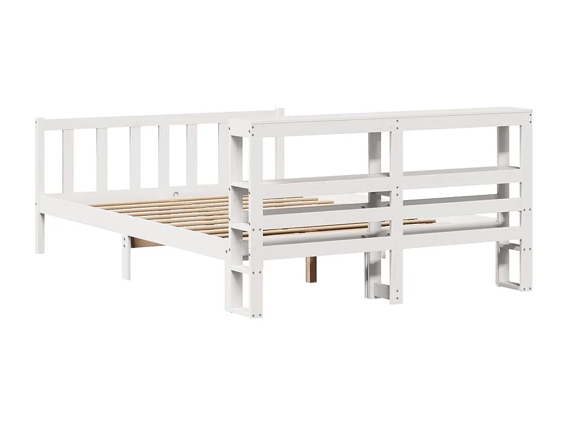 Lit double | Lit adulte | Cadre de lit blanc 140x200 cm bois de pin massif