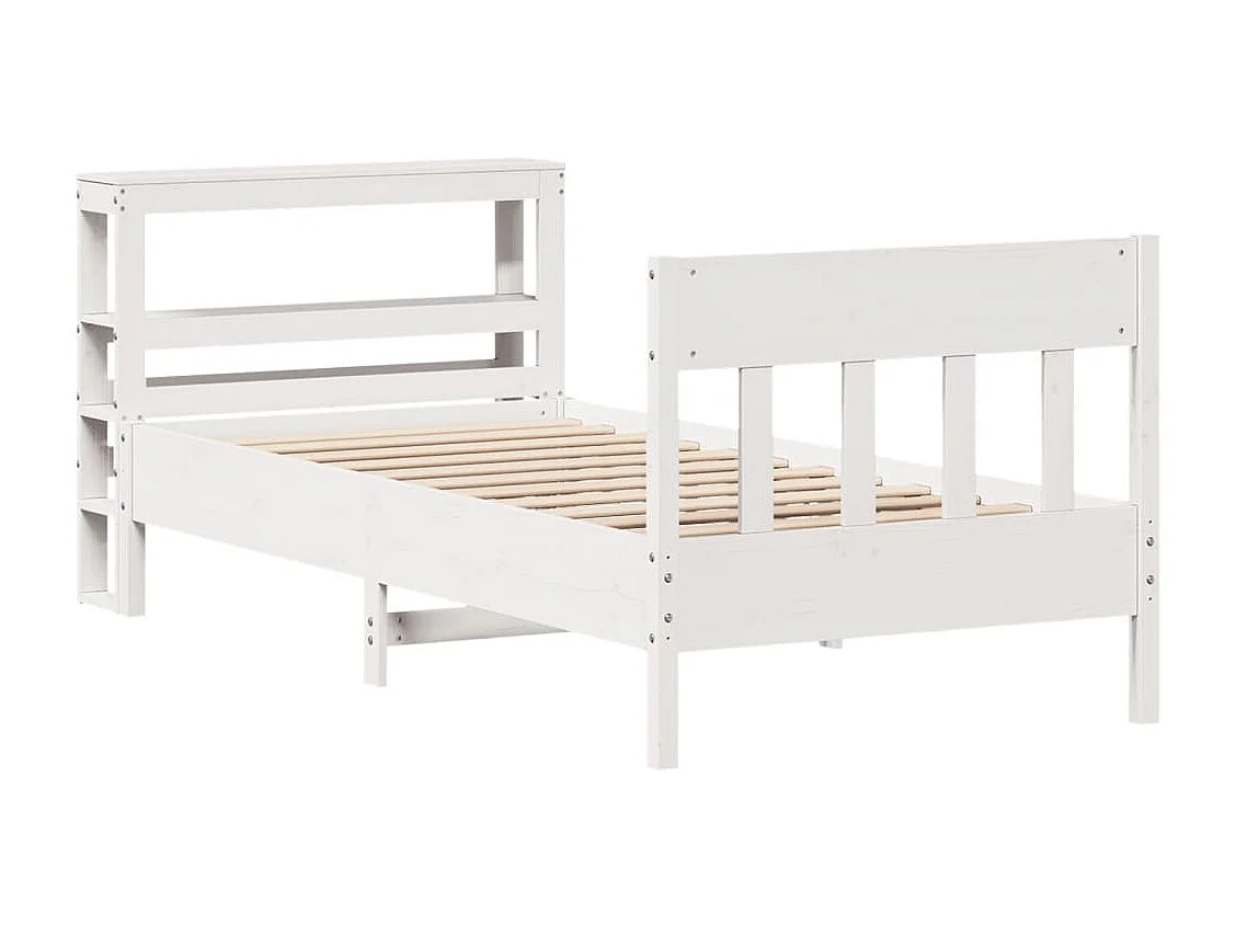 Lit simple | Lit adulte, enfant | Cadre de lit blanc 90x200 cm bois de pin massif