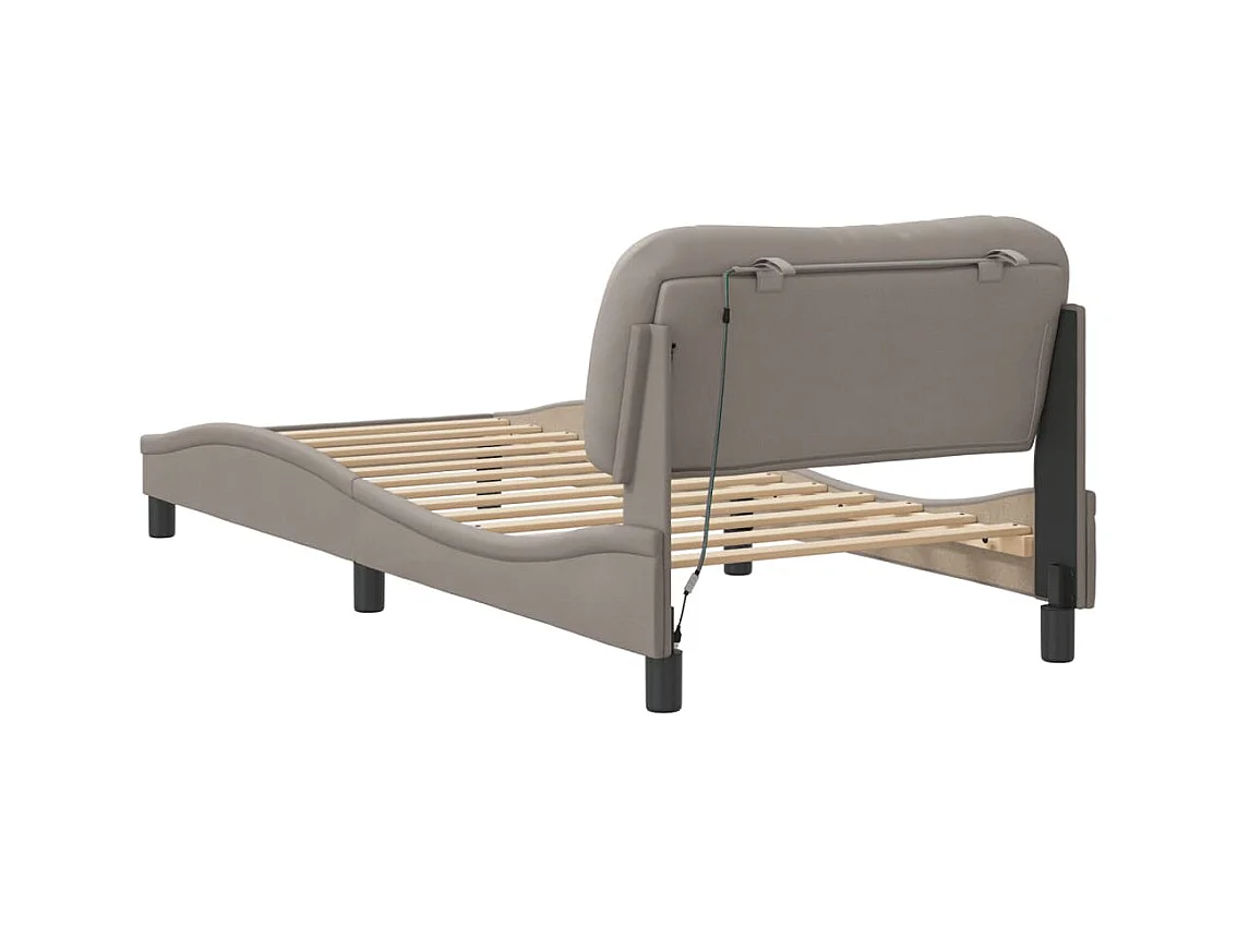 Lit simple | Lit adulte, enfant | Cadre de lit avec LED taupe 90x200 cm tissu