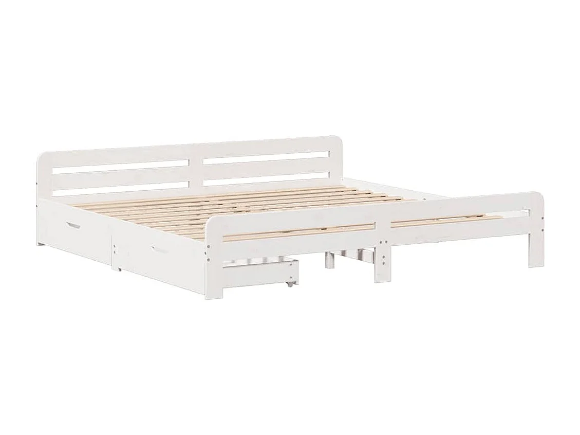 Lit double | Lit adulte | Cadre de lit blanc 180x200 cm bois massif de pin