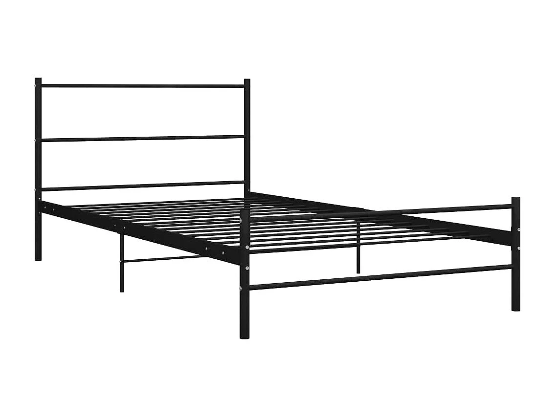 Lit simple | Lit adulte, enfant | Cadre de lit noir métal 90x200 cm