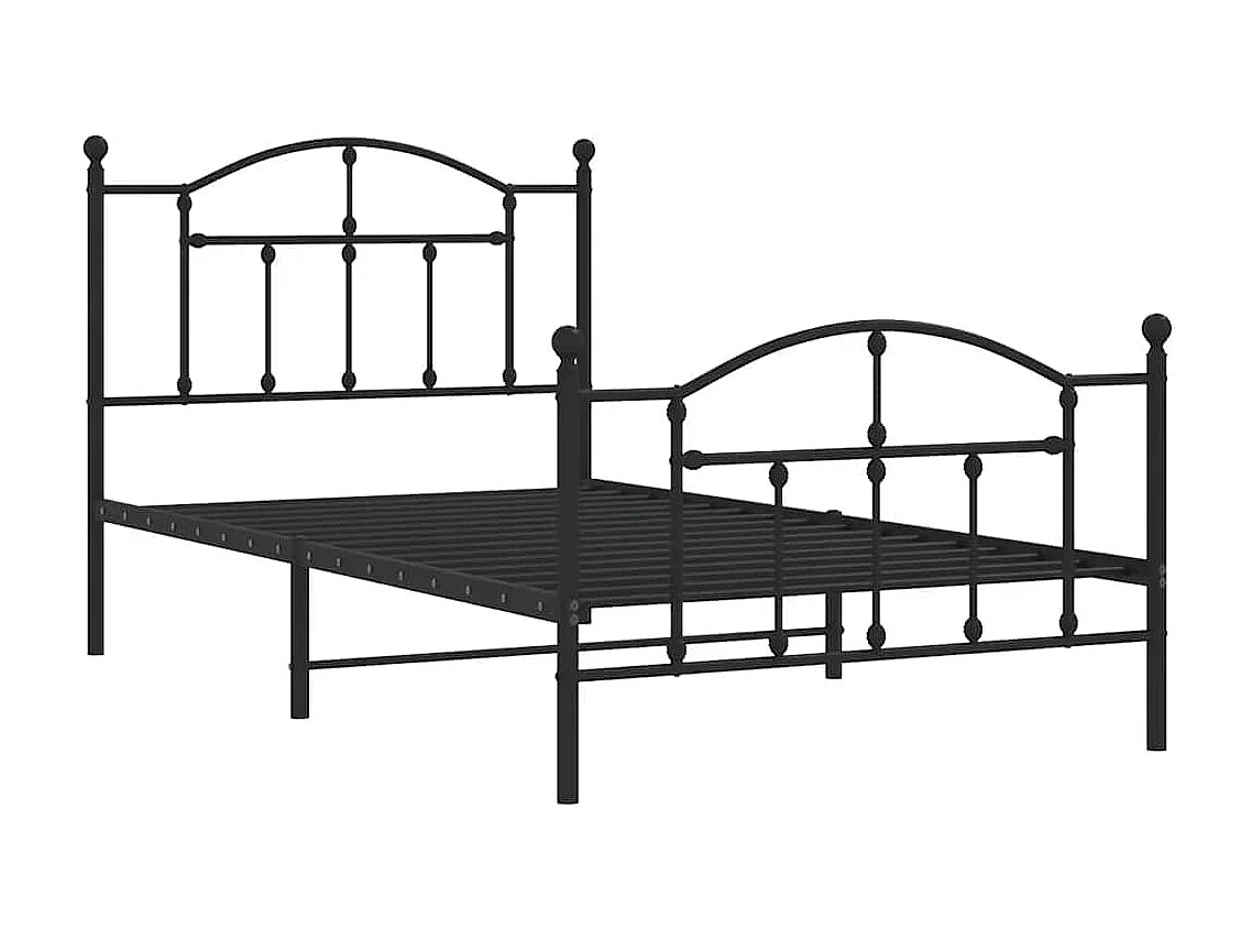 Lit simple | Lit adulte, enfant | Cadre de lit métal avec pied de lit noir 100x190cm