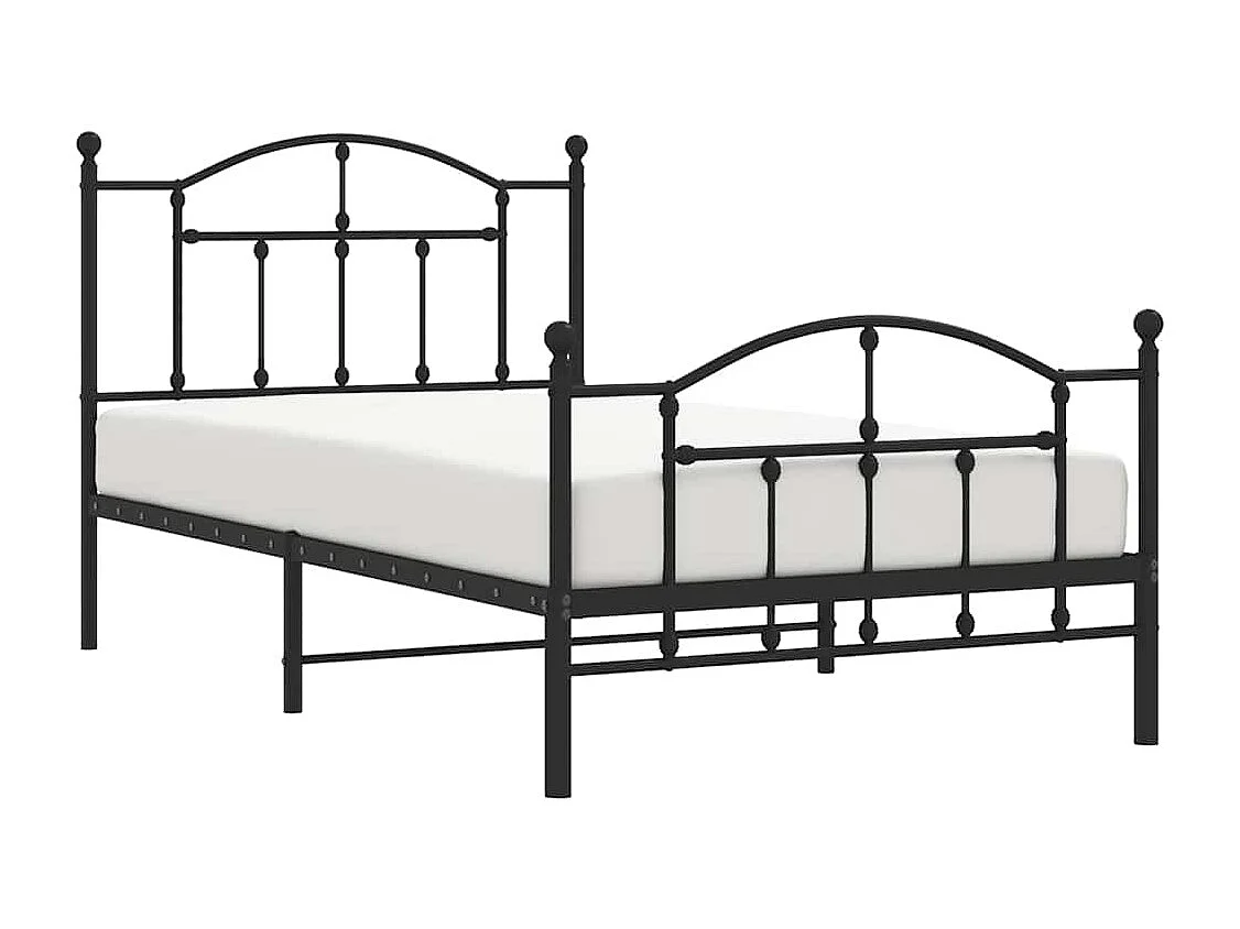 Lit simple | Lit adulte, enfant | Cadre de lit métal avec pied de lit noir 100x190cm