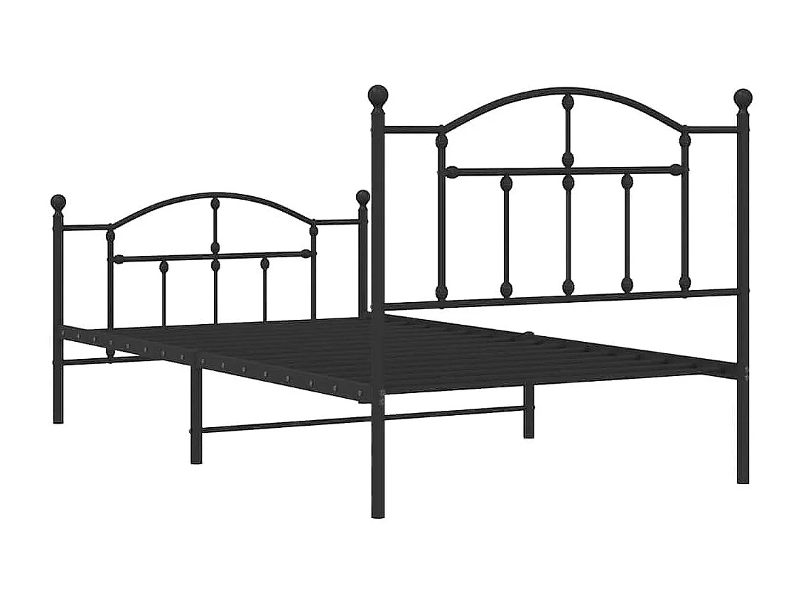 Lit simple | Lit adulte, enfant | Cadre de lit métal avec pied de lit noir 100x190cm
